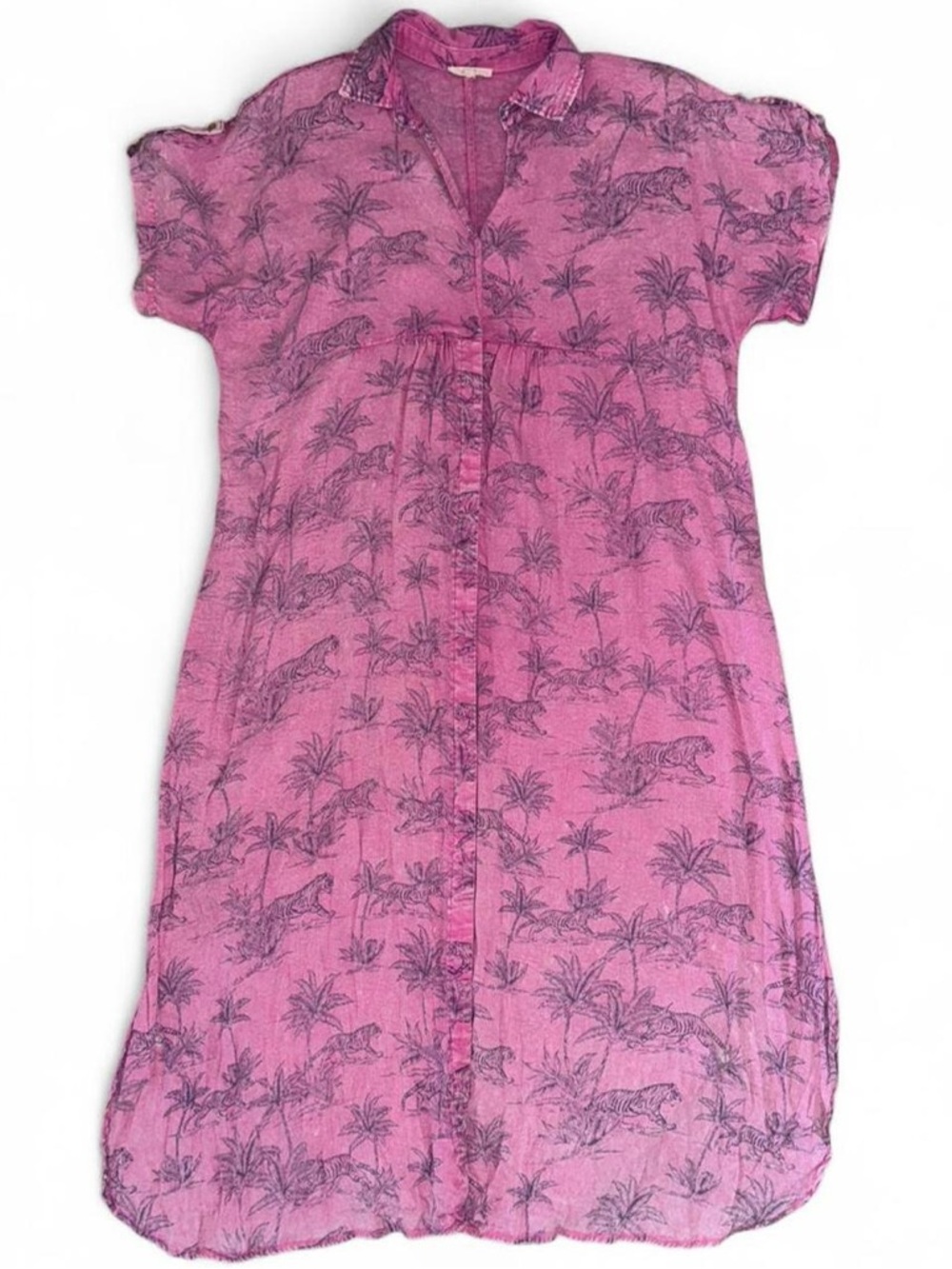 Pink Tropical Print Maxi Dress